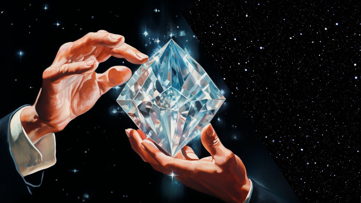 Hände greifen nach Diamant